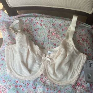 CHANTELLE 34f lace bra NWT cream & light pink